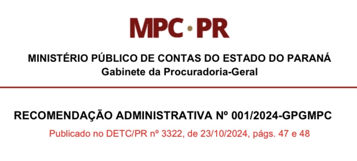 RECOMENDAÇÃO ADMINISTRATIVA Nº 001/2024-GPGMPC